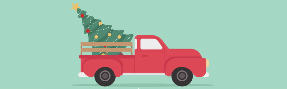 Pickup Truck With Christmas Tree