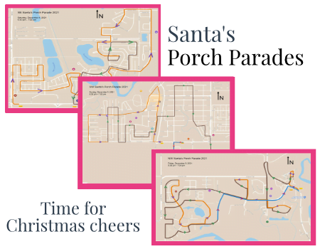 Overview of three Santa's Salute routes